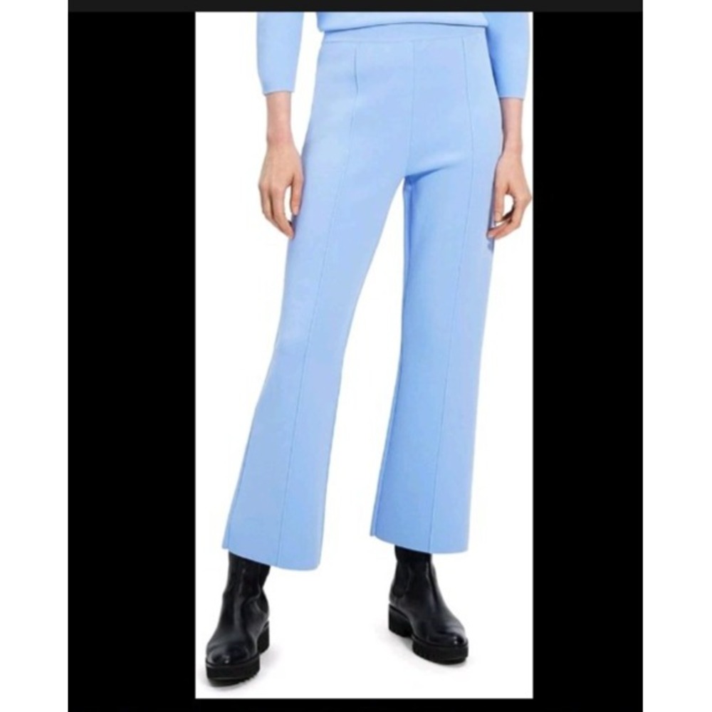 NWT Theory Women's Compact Crepe Wide Leg Flare Pants - Color Cornflower Size M